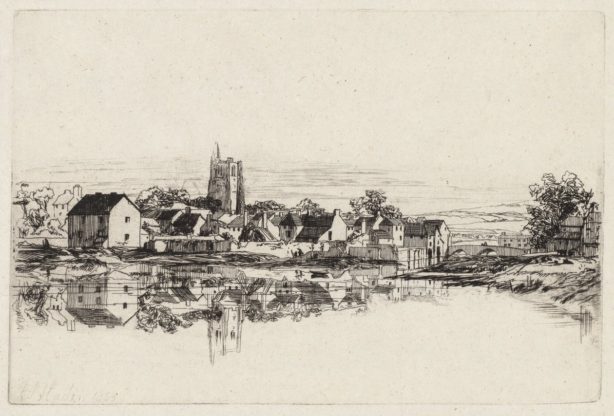 Kidwelly Town, 1859. tekijältä Francis Seymour Haden