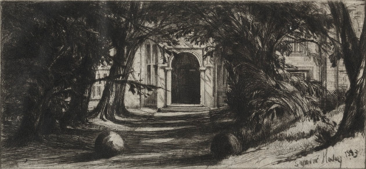 Mytton Hall, 1859. tekijältä Francis Seymour Haden