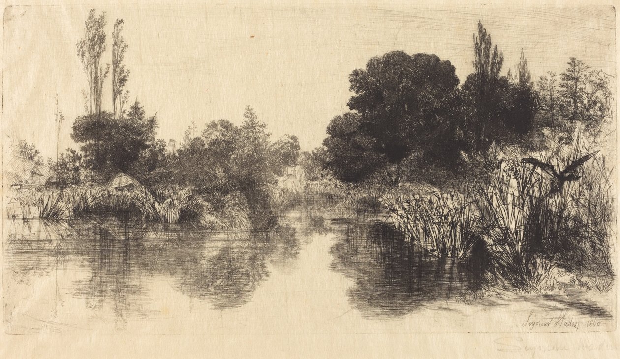 Shere Mill Pond (isompi lautanen) tekijältä Francis Seymour Haden