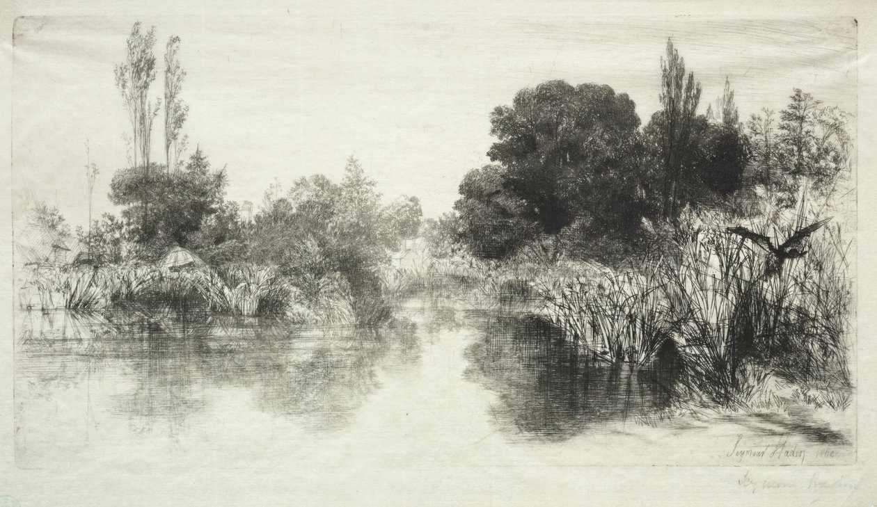 Shere Mill Pond (isompi lautanen) tekijältä Francis Seymour Haden