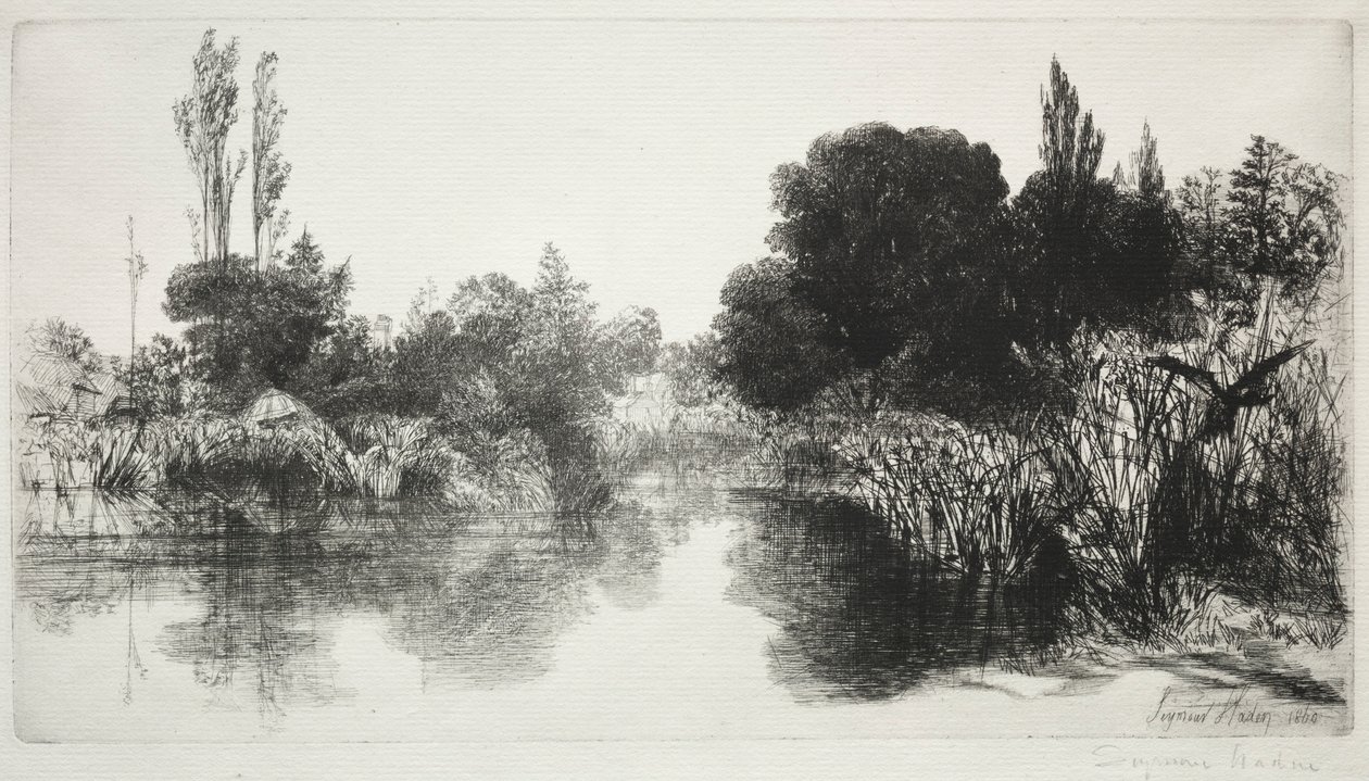 Shere Mill Pond, nro 11 The Large Plate, 1860 ja myöhemmin. tekijältä Francis Seymour Haden