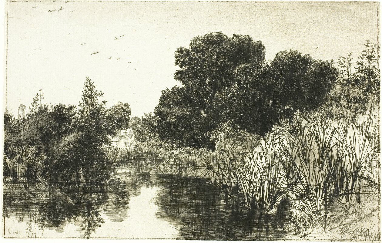 Shere Mill Pond, nro II (iso levy) tekijältä Francis Seymour Haden