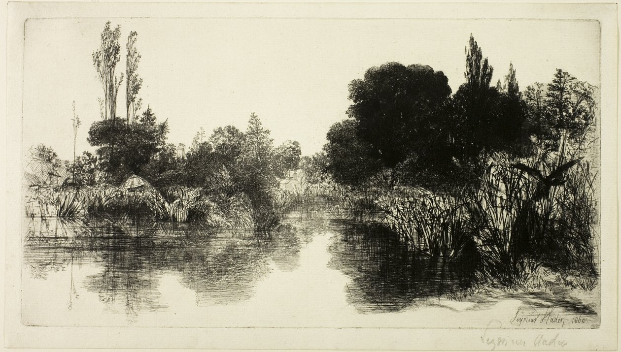 Shere Mill Pond, nro II (iso levy) tekijältä Francis Seymour Haden