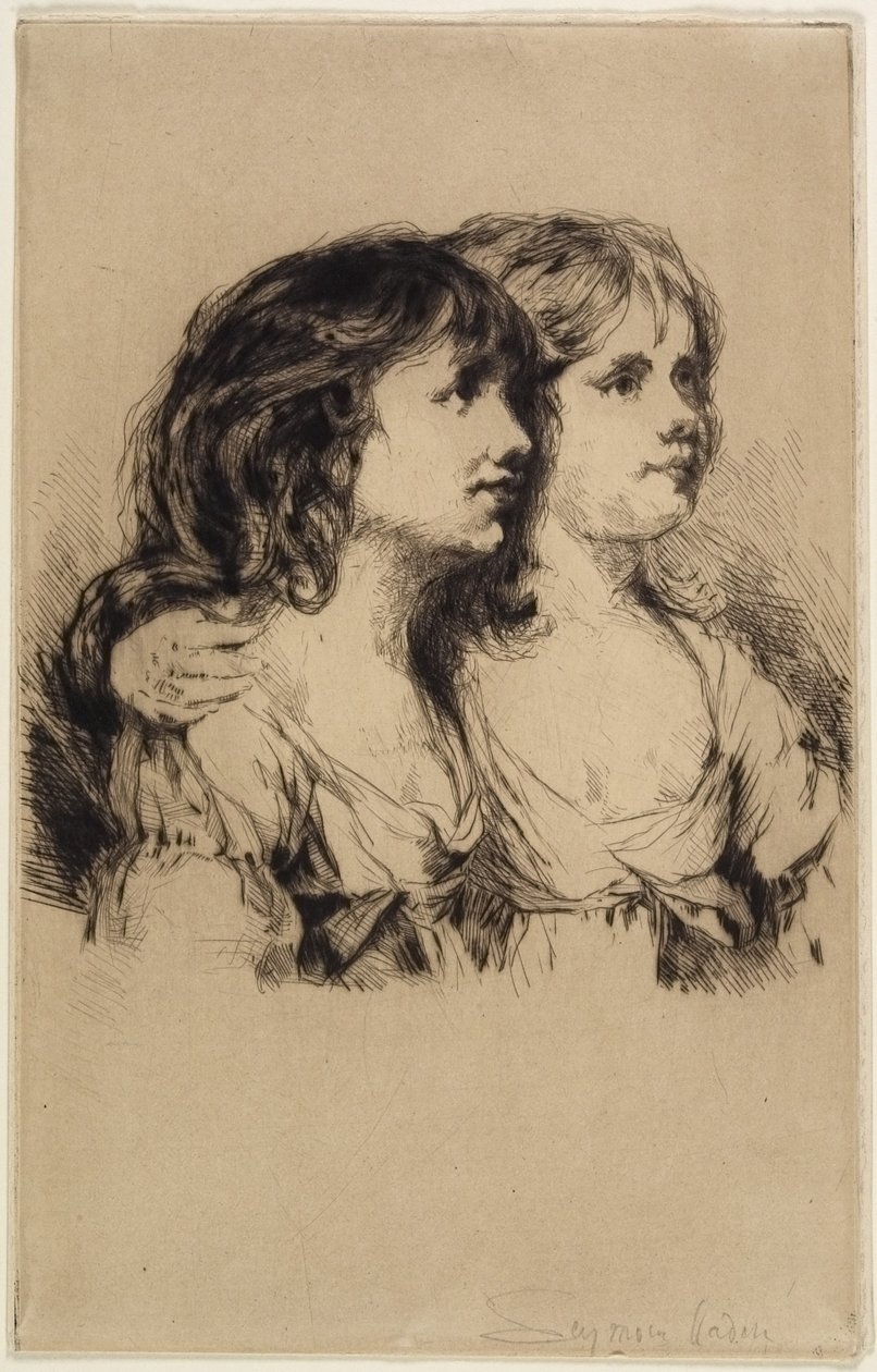 Kaksoset-Sarah ja Anne Haden (nro 2), 1885 tekijältä Francis Seymour Haden
