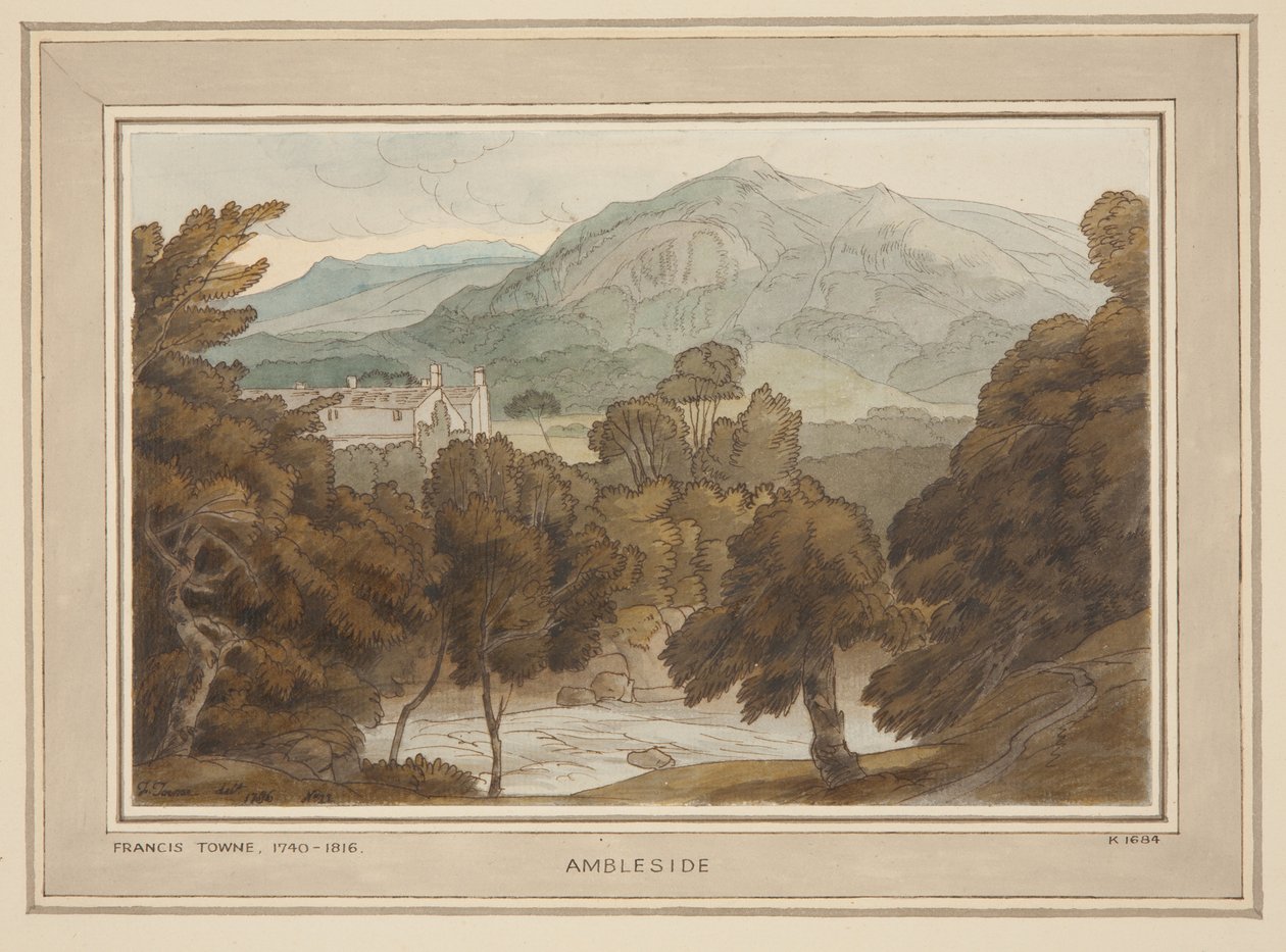 Ambleside, näkymä lähellä Clappers Gatea, Ambleside tekijältä Francis Towne