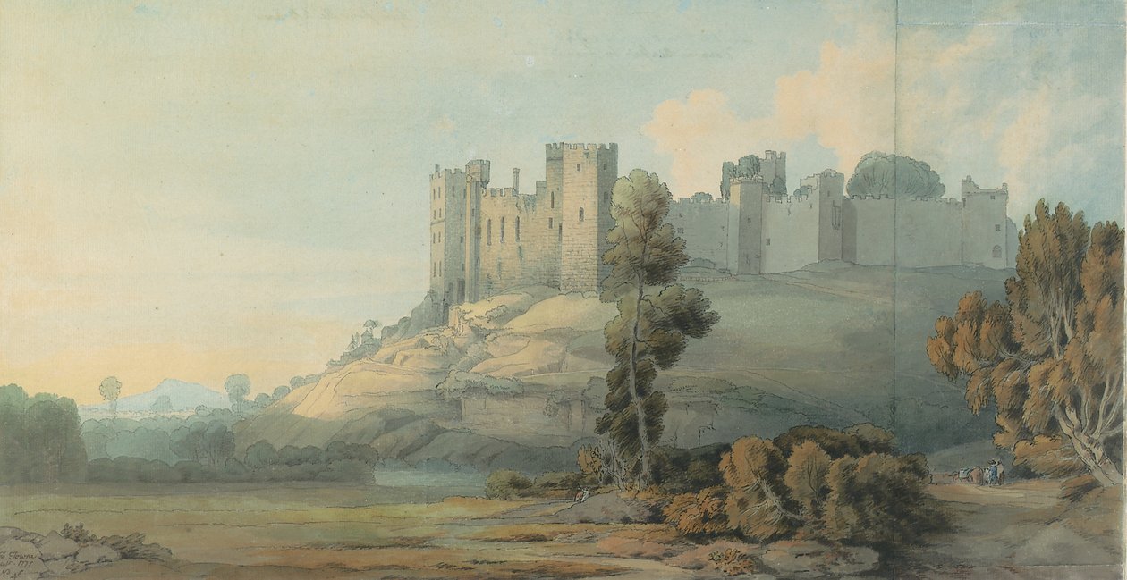 Ludlowin linna, Shropshire, 1777 tekijältä Francis Towne