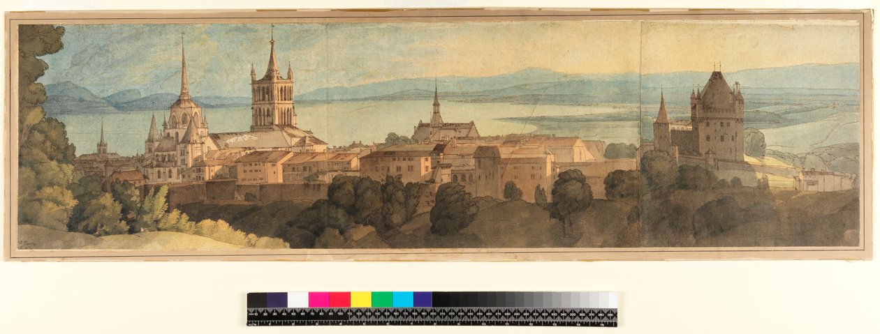 No.1483 Näkymä Lausannesta, 1781 (wc, kynä ja muste paperille) tekijältä Francis Towne