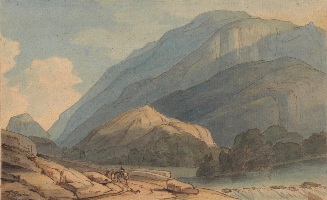 The Entrance into Borrowdale, n. 1786 (akvarelli kynällä ja musteella paperille) tekijältä Francis Towne