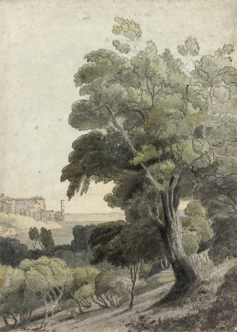 Tivoli, Showing Rooma in the Distance, n. 1781 tekijältä Francis Towne