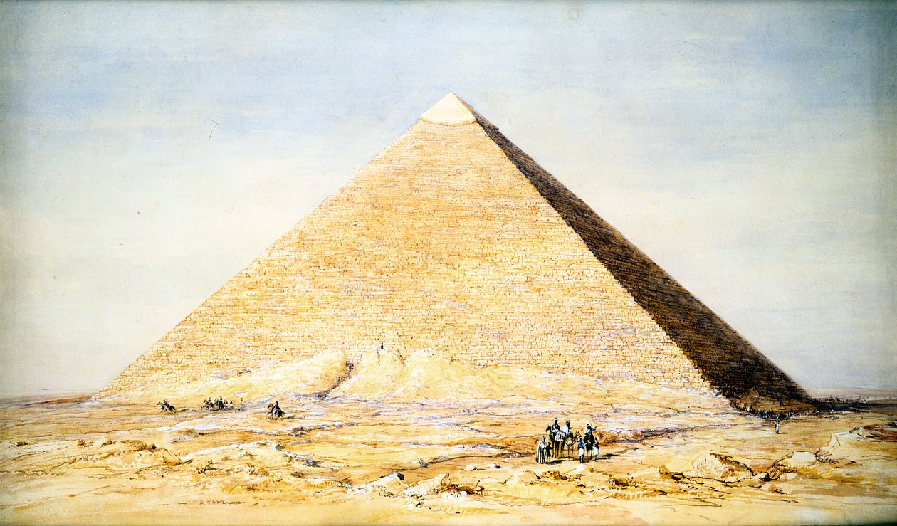 Suuri Cheopsin pyramidi Gizassa, Egypti, 4. dynastia, Vanha kuningaskunta, 2500-luku eKr. 1831 tekijältä Francis Vyvyan Jago Arundale