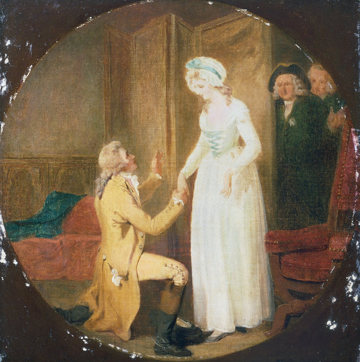 V näytös, III kohtaus Oliver Goldsmithin (1730-1774) näytelmästä She Stoops to Conquer tekijältä Francis Wheatley
