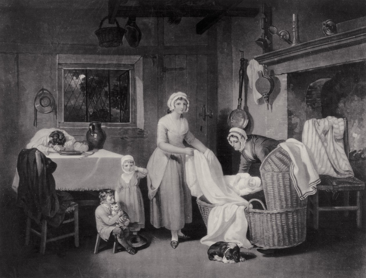 Rustic Hours: Night, kaiverrus H. Gillbank tekijältä Francis Wheatley