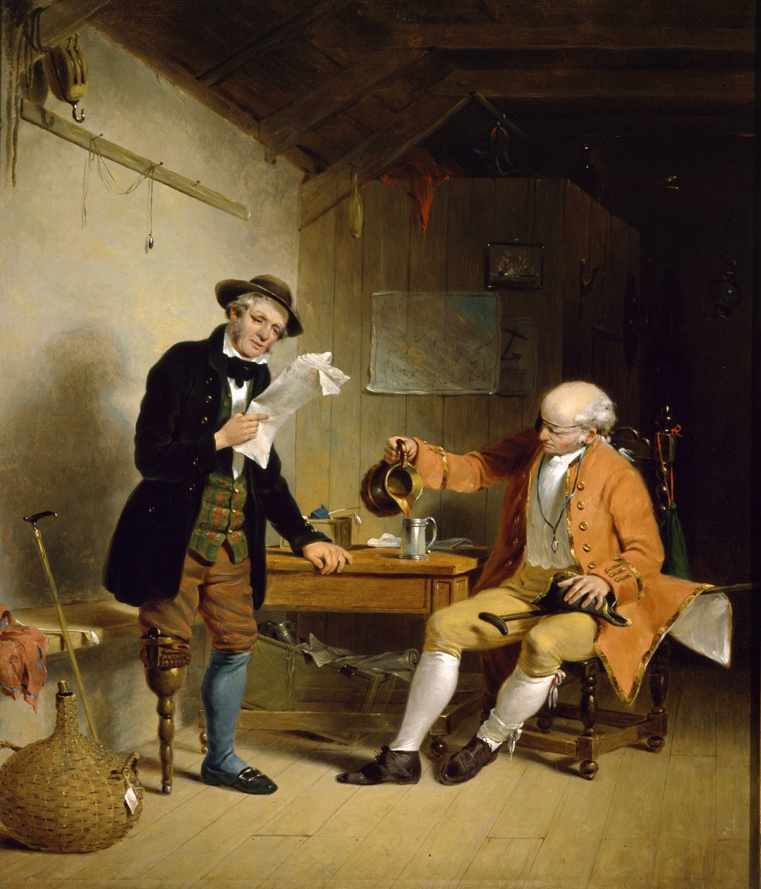 Commodore Trunnion ja Jack Hatchway, n. 1839 (öljy kankaalle) tekijältä Francis William Edmonds