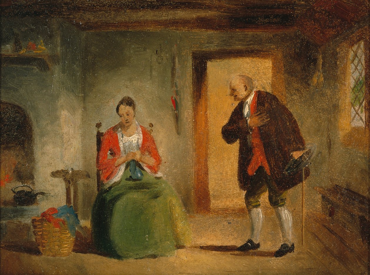 Interior Study, 1835-63 (öljy paperille asennettuna levylle) tekijältä Francis William Edmonds