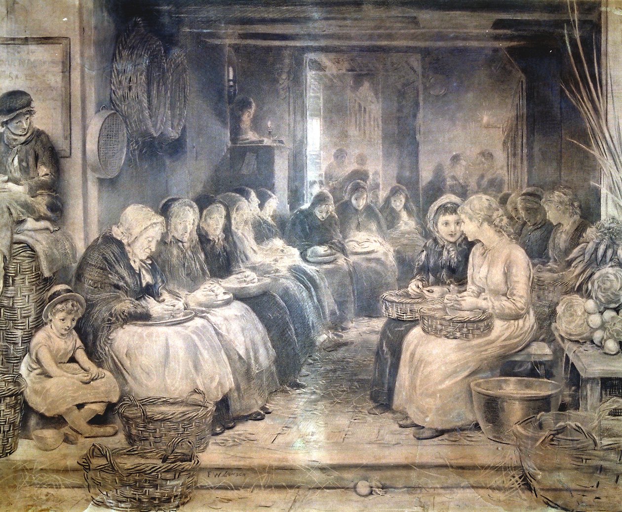"Covent Garden Scene - Women Workers Seating", c1862-1935. tekijältä Francis William Lawson