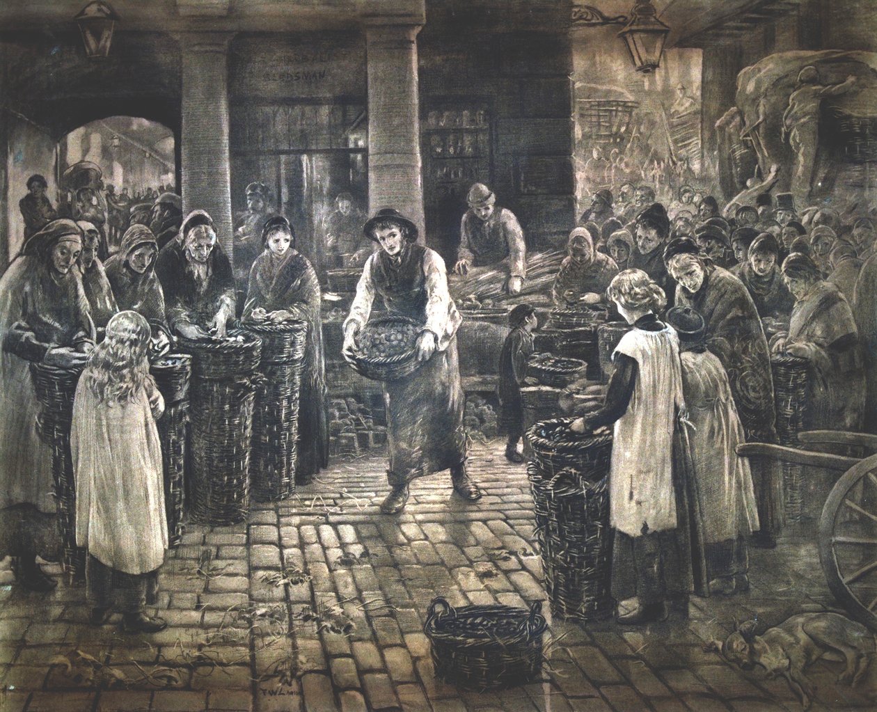 "Covent Garden Scene - Women Workers Standing", c1862-1935. tekijältä Francis William Lawson