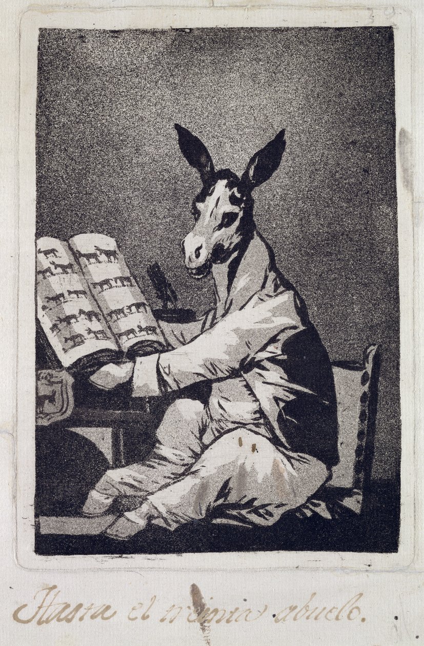 Jopa hänen isoisänsä, levy 39 "Los Caprichos", 1799 (akvatinta) tekijältä Francisco de Goya
