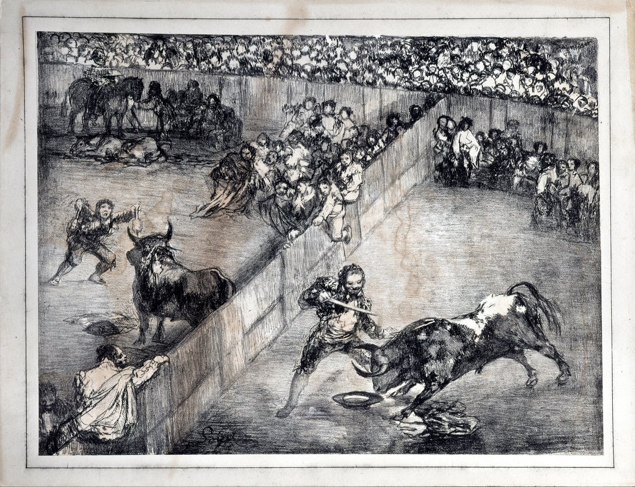 Härkätaistelua jaetussa renkaassa tekijältä Francisco de Goya