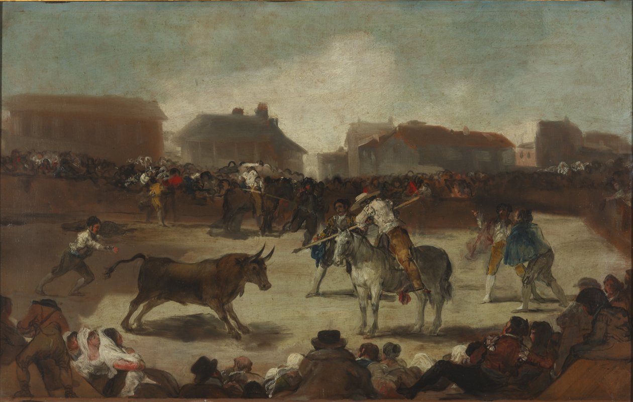 Härkätaistelu kylässä tekijältä Francisco de Goya