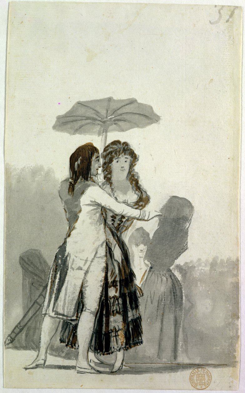 Pari aurinkovarjon kanssa tekijältä Francisco de Goya