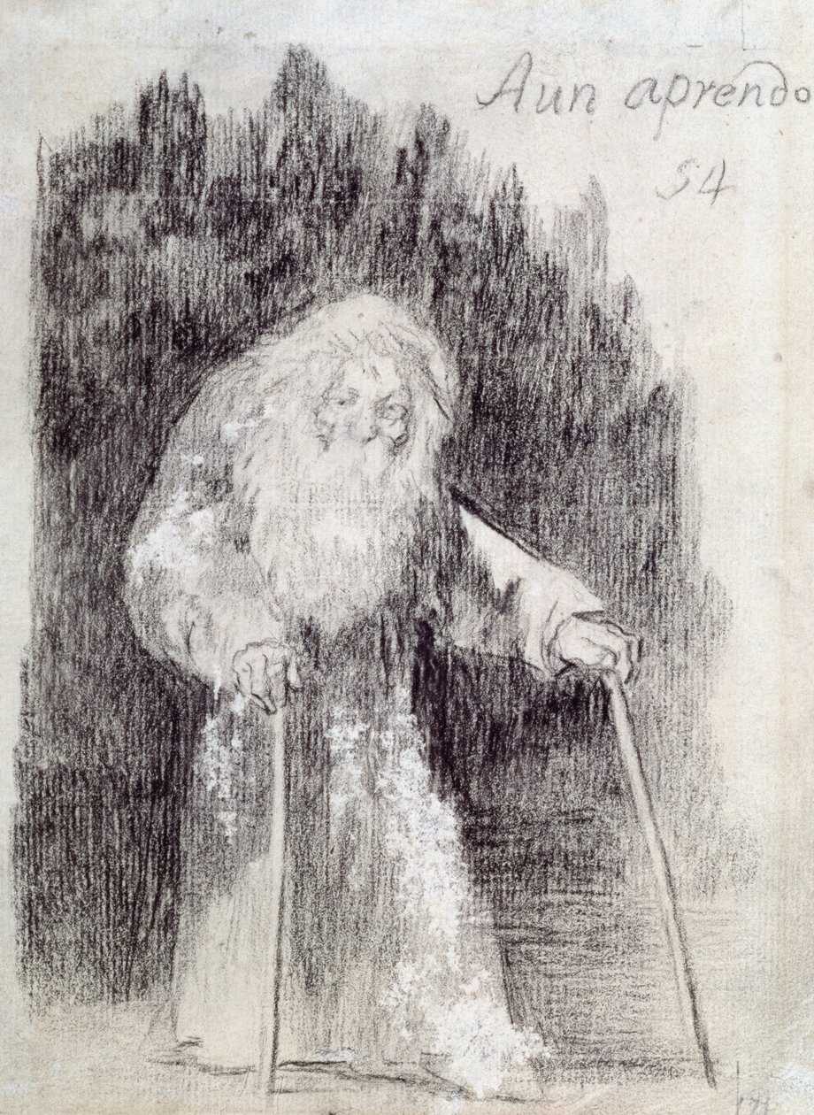 Olen edelleen oppimassa (Aun Aprendo) (hiili paperilla) tekijältä Francisco de Goya