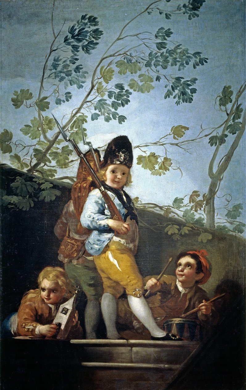 Muchachos jugando ja soldados tekijältä Francisco de Goya