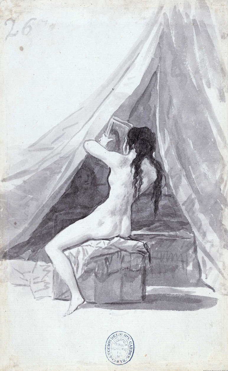 Alaston nainen peili tekijältä Francisco de Goya