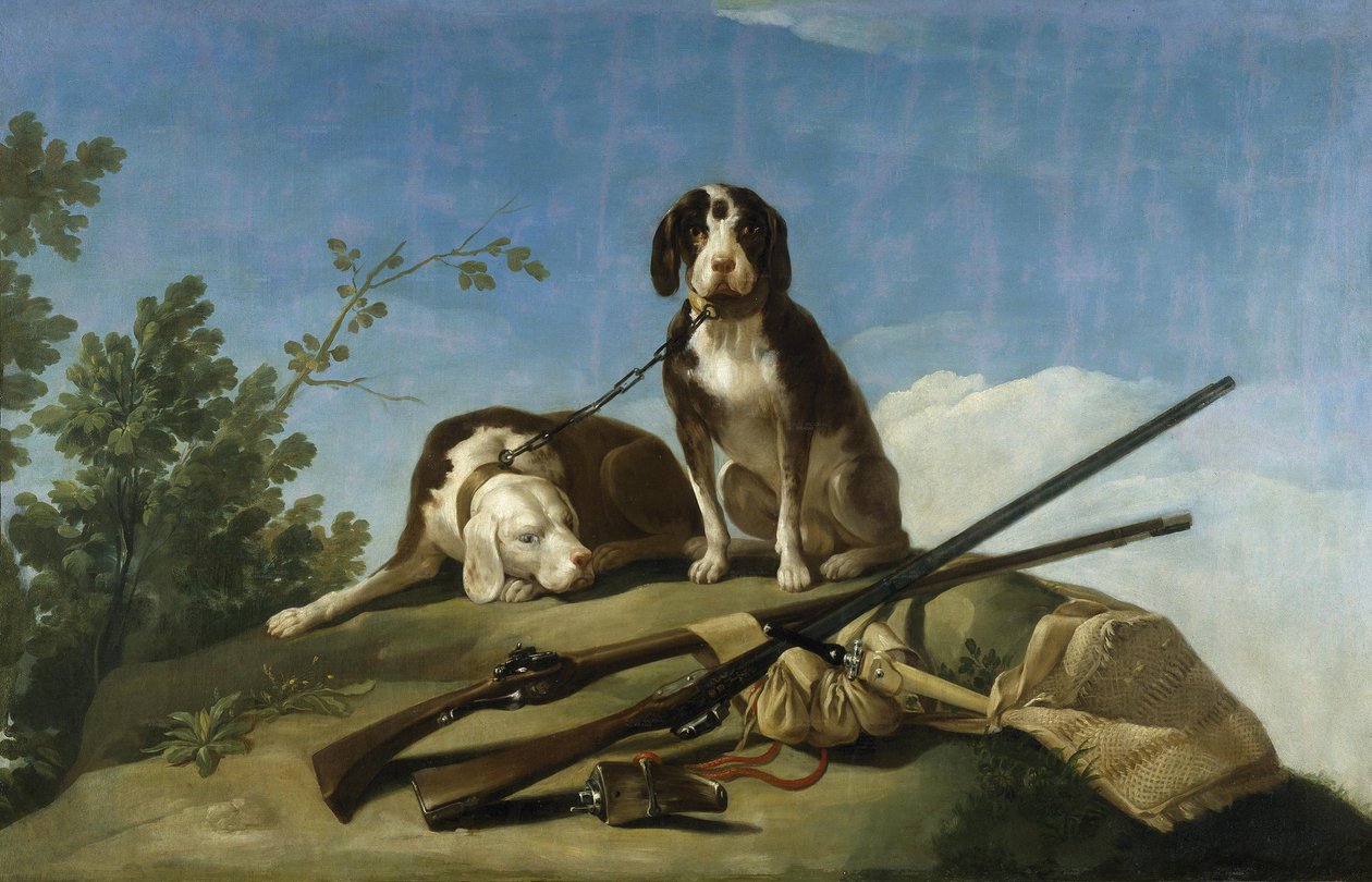 Perros y útiles de caza tekijältä Francisco de Goya