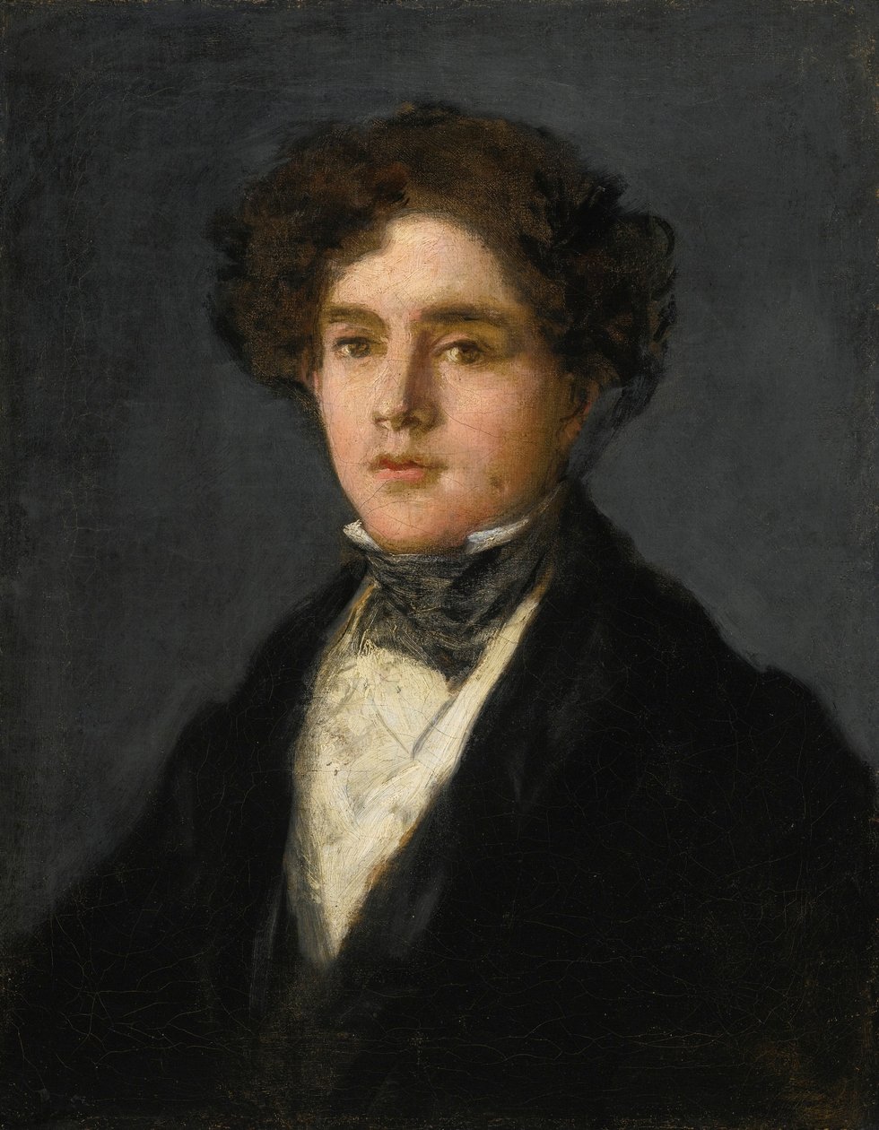 Muotokuva taiteilijan pojanpojasta Mariano Goyasta yllään musta takki ja musta kangas tekijältä Francisco de Goya
