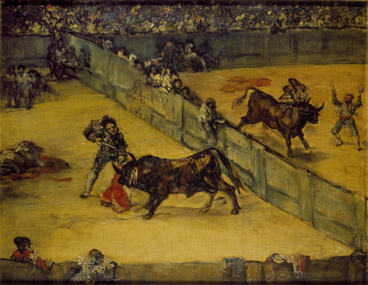Kohtaus härkätaistelussa: Jaettu rengas, 1700-luku tekijältä Francisco de Goya