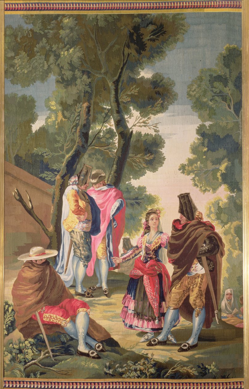 Kaunis nainen ja naamioituneet miehet (Andalusian tie) tekijältä Francisco de Goya