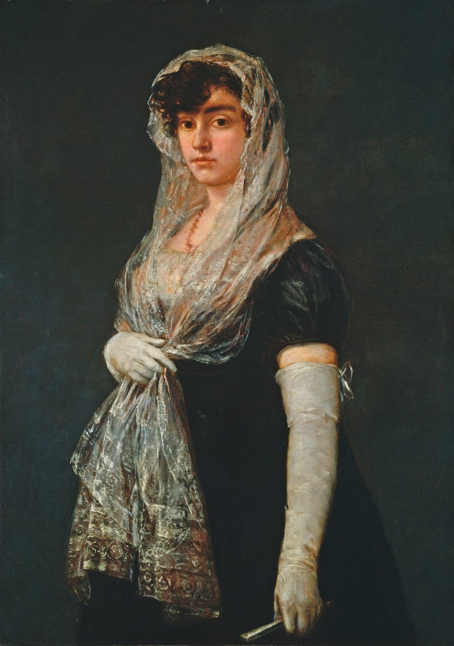 Nuori nainen yllään Mantilla ja Basquina tekijältä Francisco de Goya