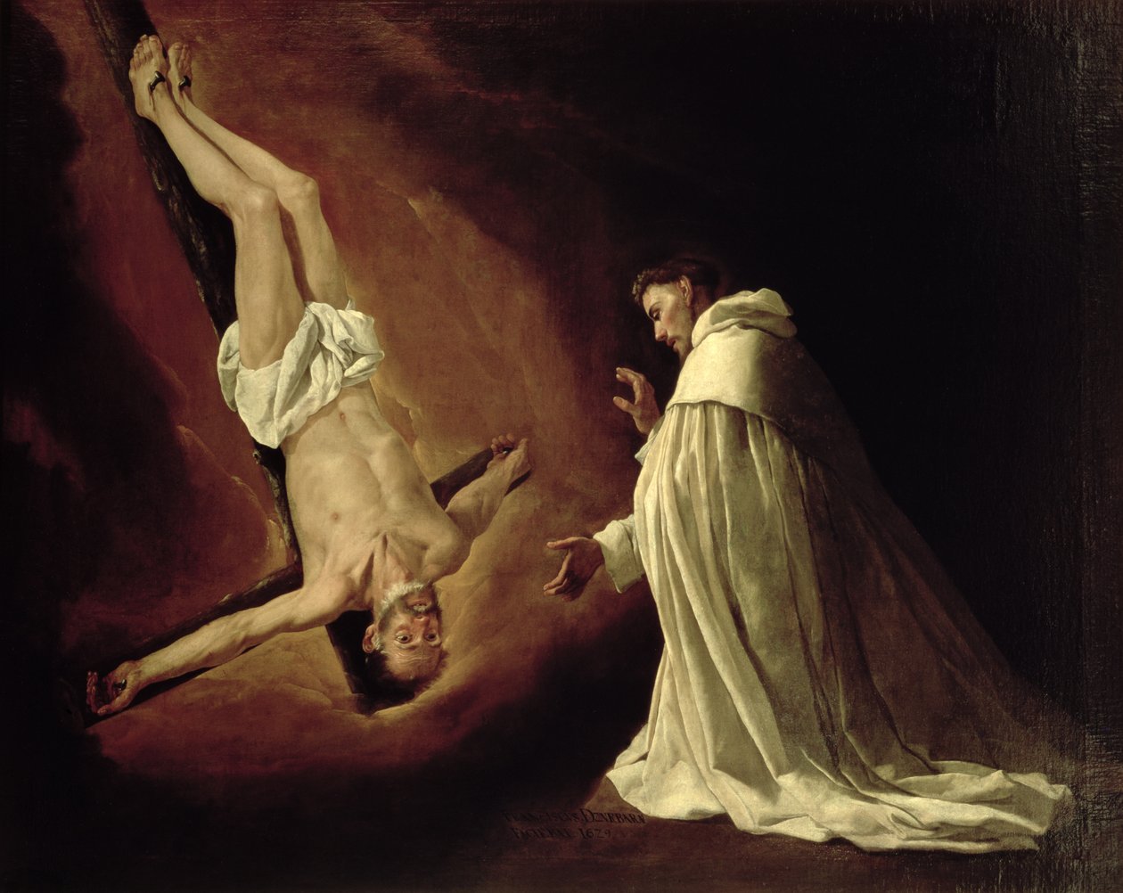 Pyhän Pietarin ilmestyminen Pietari Nolascolle (1182-1256) 1629 tekijältä Francisco de Zurbaran