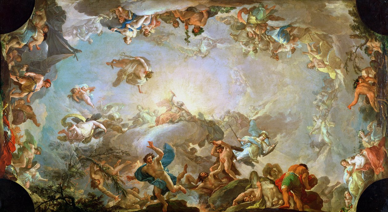 Olympusta piirittävien jättiläisten kaatuminen, 1764 tekijältä Francisco Bayeu y Subias