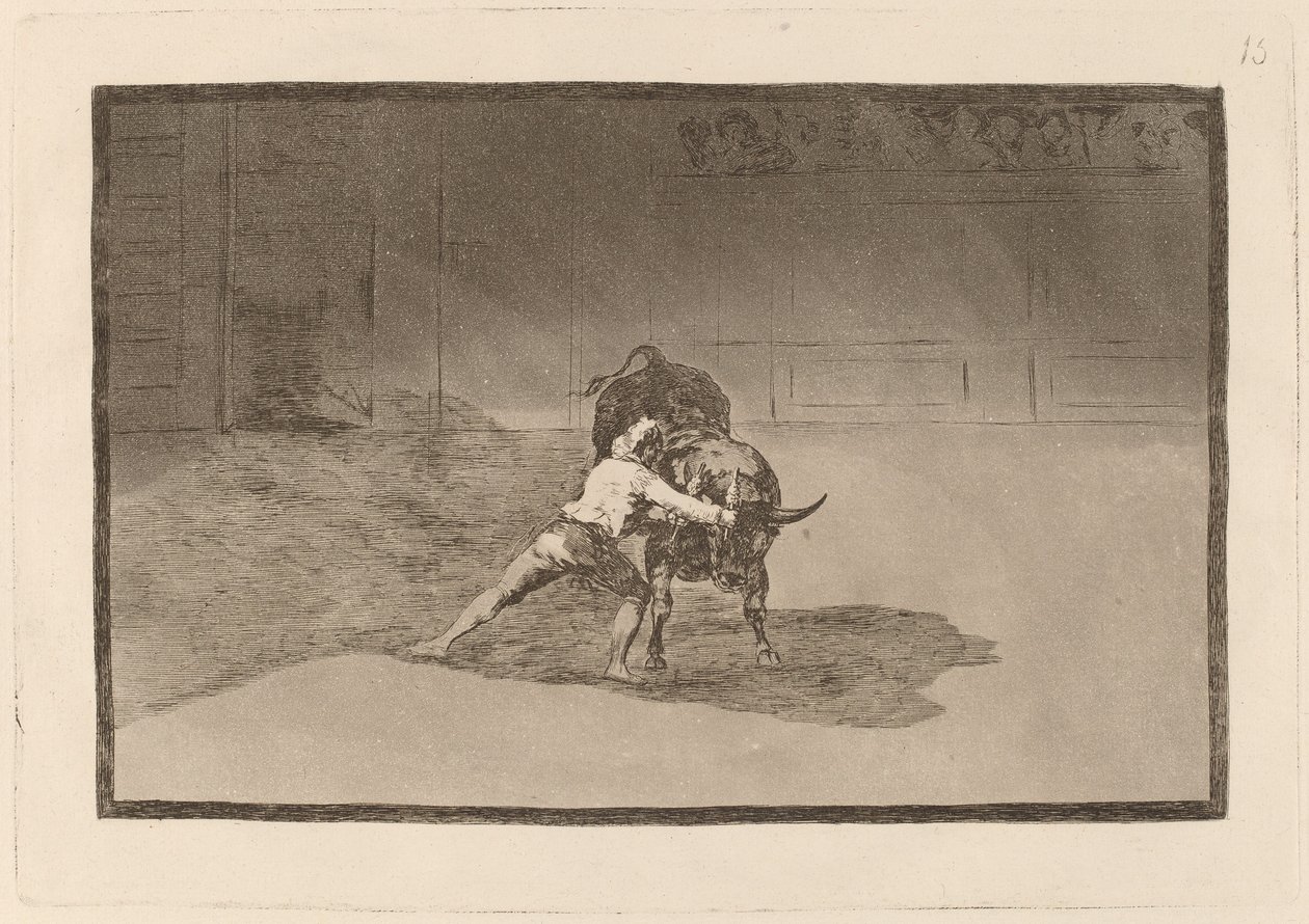 El famoso Martincho poniendo banderillas al quiebro tekijältä Francisco de Goya