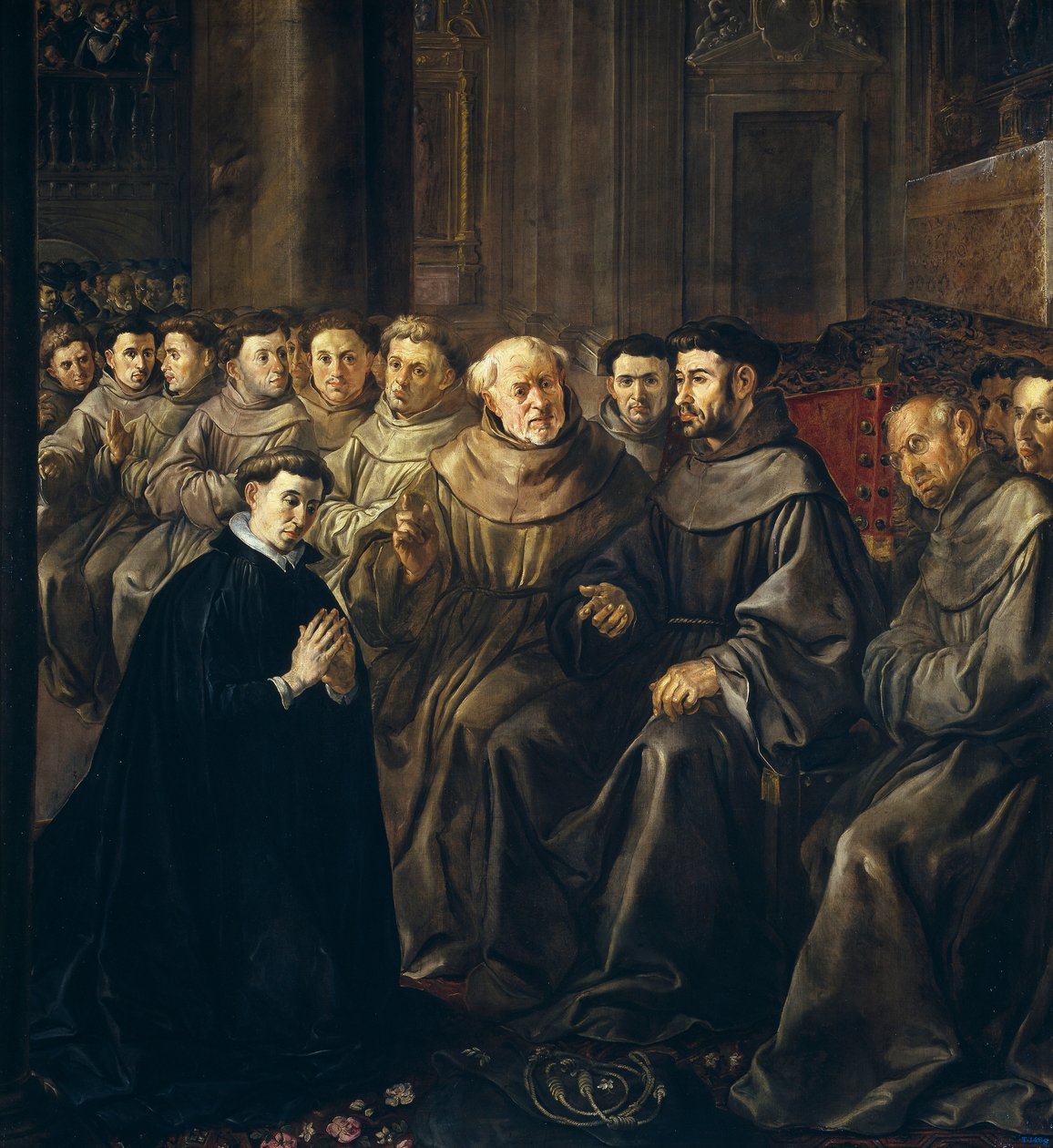 Pyhä Bonaventure astuu fransiskaaniritariin tekijältä Francisco Herrera the Elder