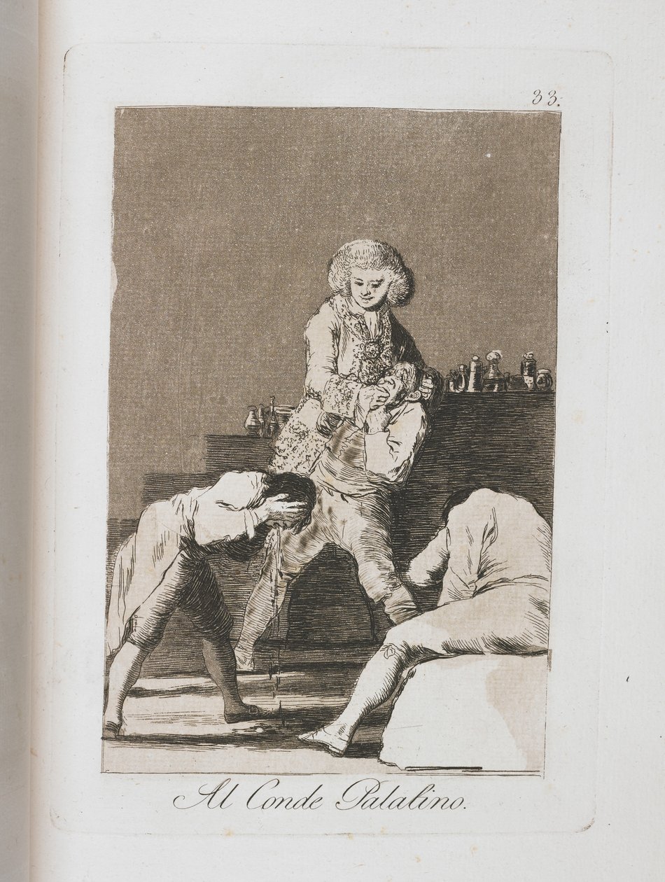 Al Conde Palantino, teoksesta Los Caprichos, 1797-1798. tekijältä Francisco de Goya