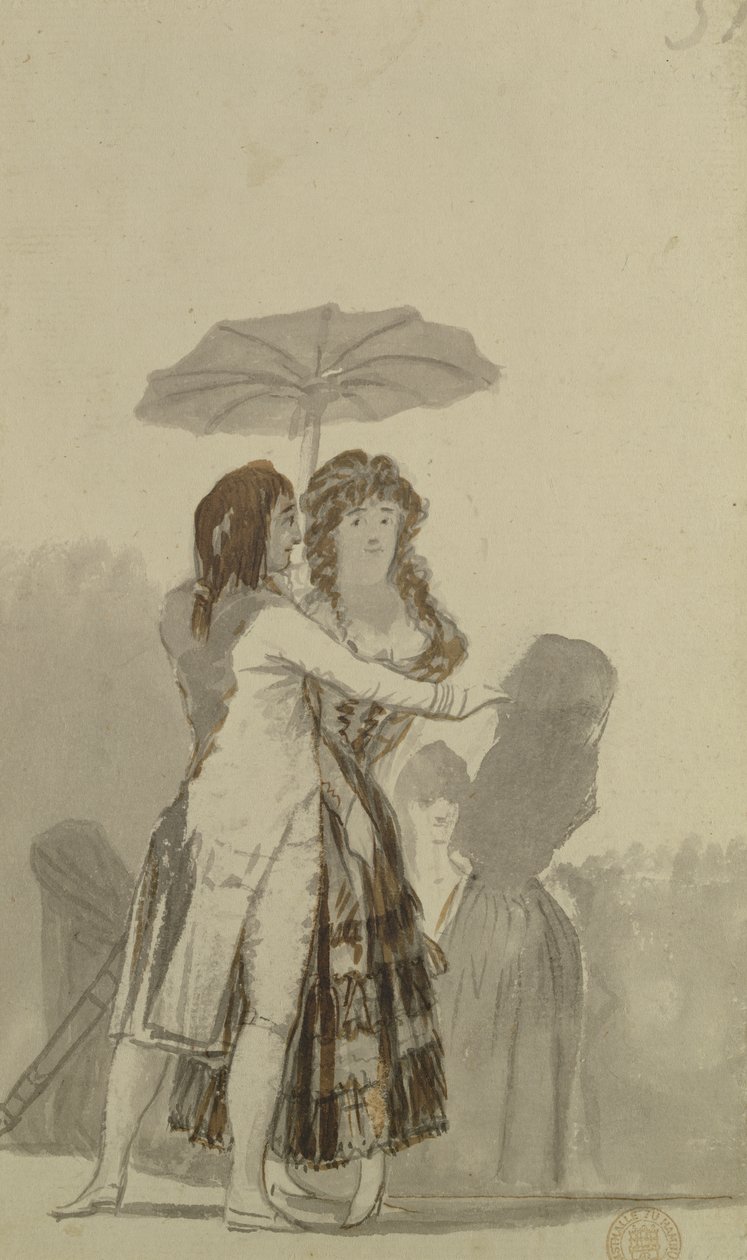 Pari aurinkovarjon kanssa tekijältä Francisco de Goya