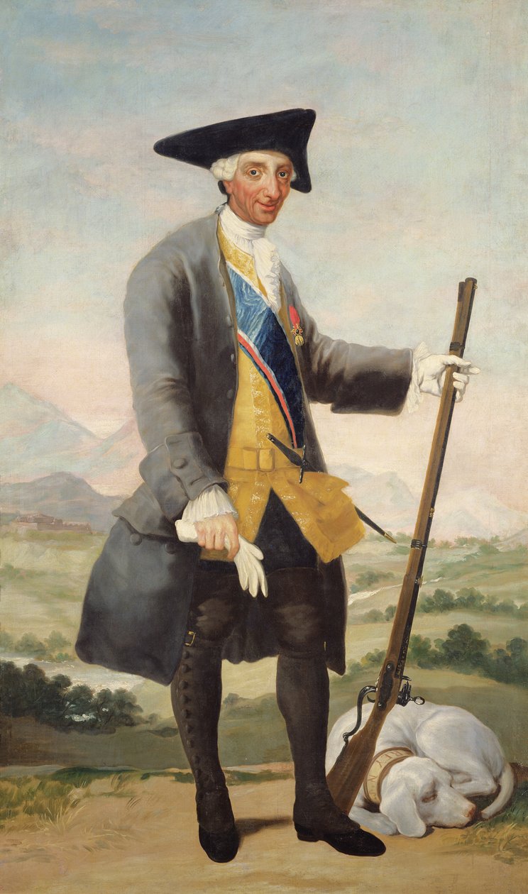Kuningas Carlos III metsästyspuvussa, n. 1786 tekijältä Francisco de Goya