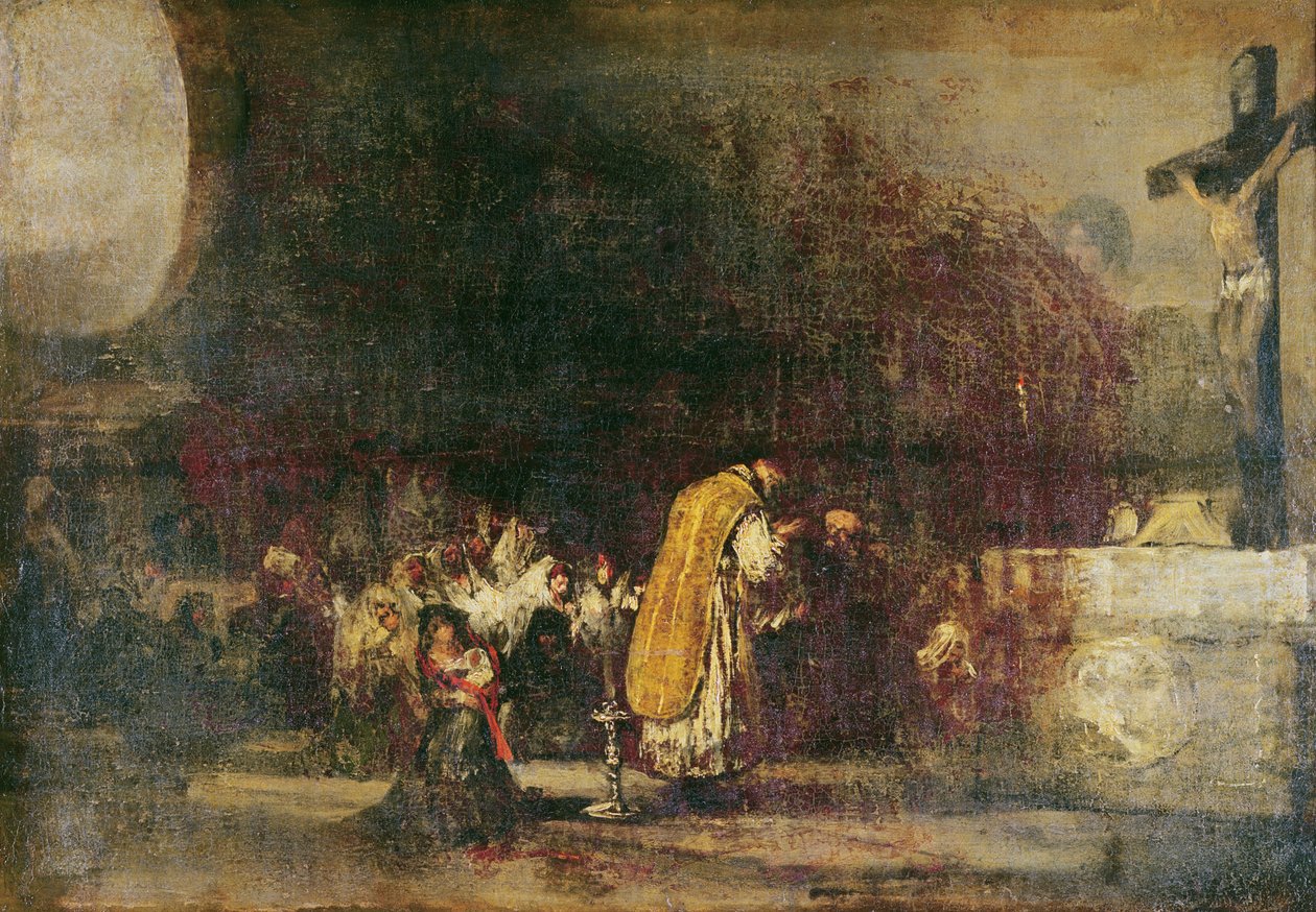 Messu, jossa esitetään seremonia, joka tunnetaan nimellä "Naisten kirkko" tekijältä Francisco de Goya