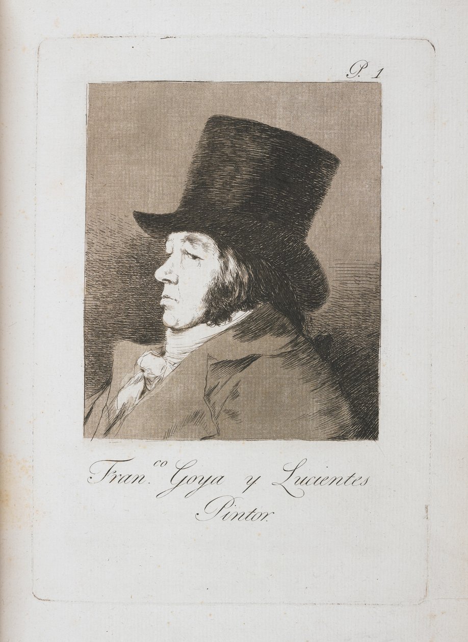 Goyan muotokuva, kopio Los Caprichosin levystä I (1793-98) (kynä ja ruskea muste kuultopaperilla) tekijältä Francisco de Goya