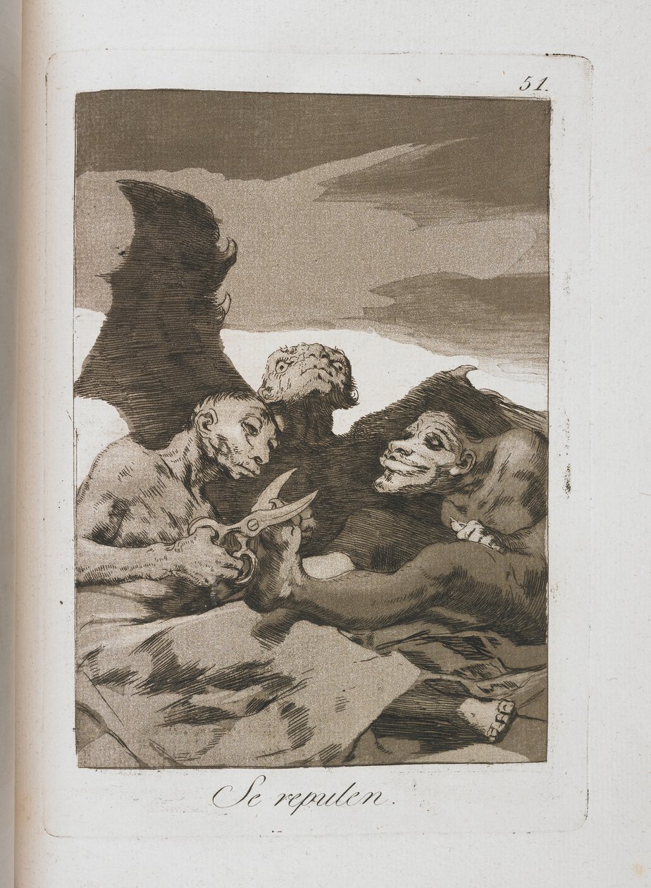Lautanen teoksesta Los Caprichos, 1797-1798 tekijältä Francisco de Goya