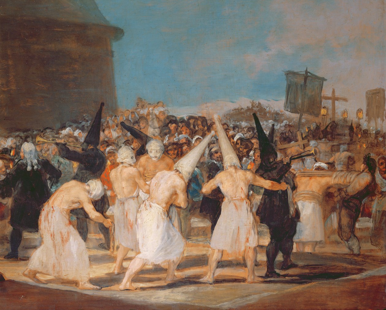 Flagellanttien kulkue, 1815–1819 öljy kankaalle, yksityiskohta numerosta 541 tekijältä Francisco de Goya