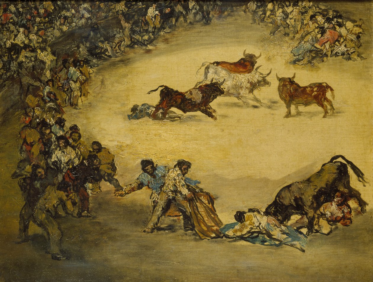 Kohtaus härkätaistelussa: espanjalainen viihde, 1700-luku tekijältä Francisco de Goya