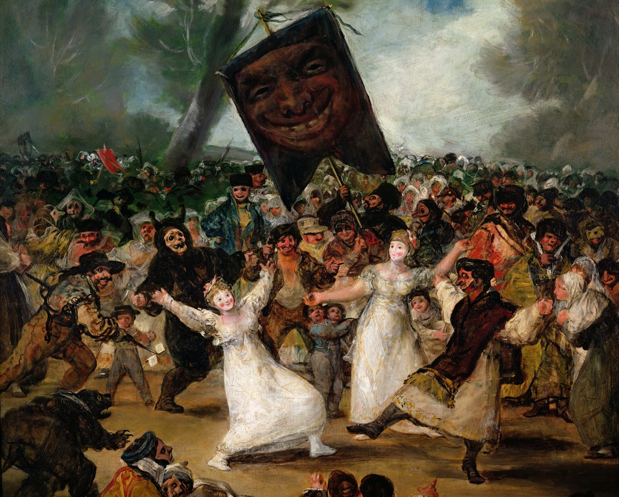 Sardine Corpus Christi -festivaalin hautaaminen tuhkakeskiviikkona n. 1812-1819 öljy kankaalle yksityiskohta numerosta 530 tekijältä Francisco de Goya