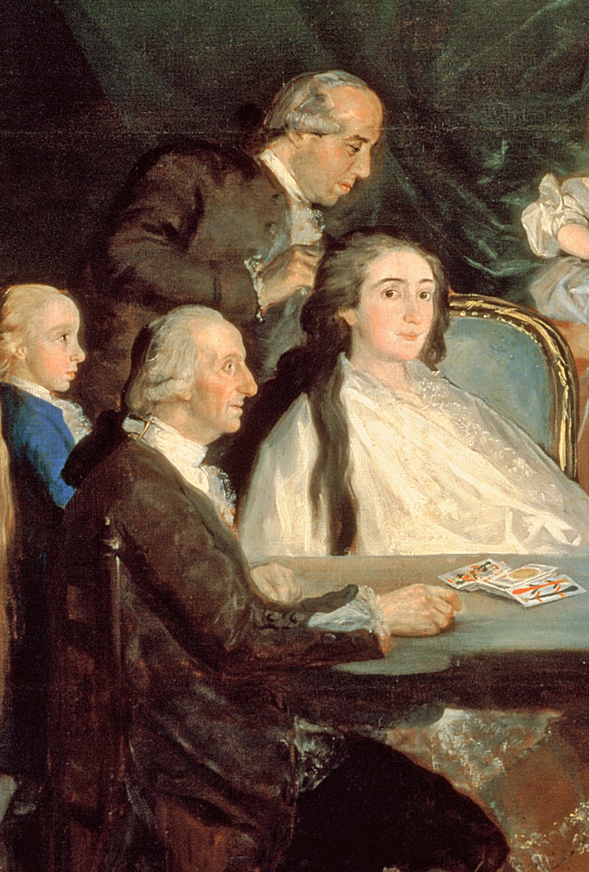 The Family of the Infante Don Luis de Borbon, 1783-84 öljy kankaalle yksityiskohta 214612 tekijältä Francisco de Goya