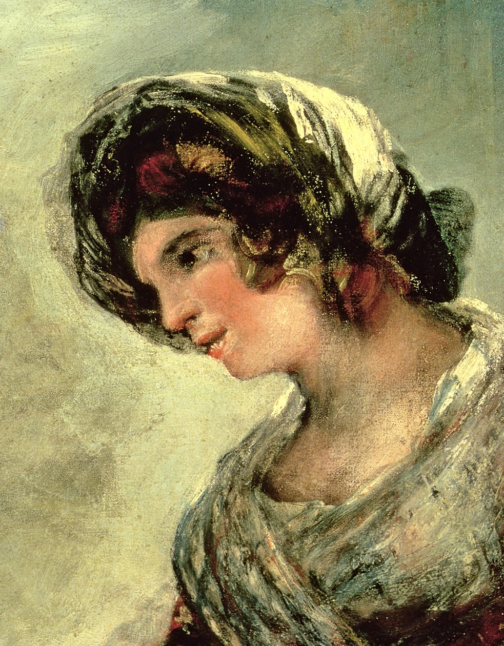 The Milkmaid of Bordeaux, n. 1824 öljy kankaalle yksityiskohta vuodelta 12861 tekijältä Francisco de Goya
