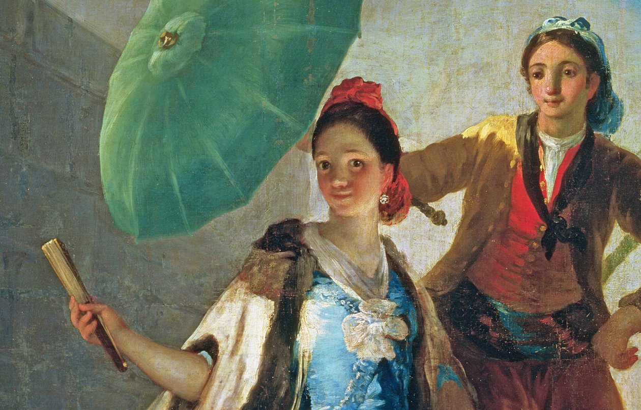 Päivävarjo, 1777 öljy kankaalle, yksityiskohta numerosta 38624 tekijältä Francisco de Goya