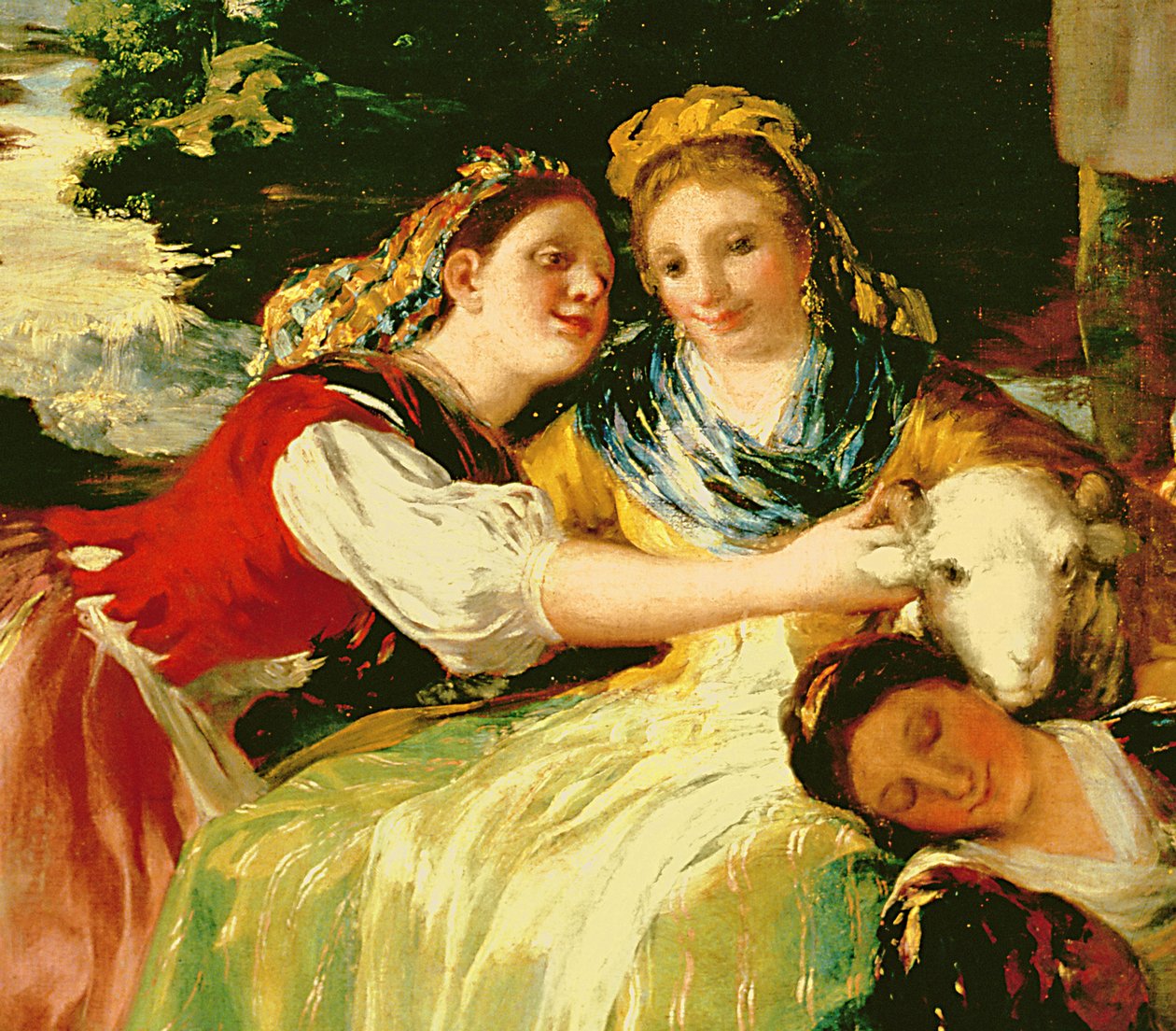 The Washerwomen, ennen vuotta 1780 öljy kankaalle yksityiskohta 61169 tekijältä Francisco de Goya