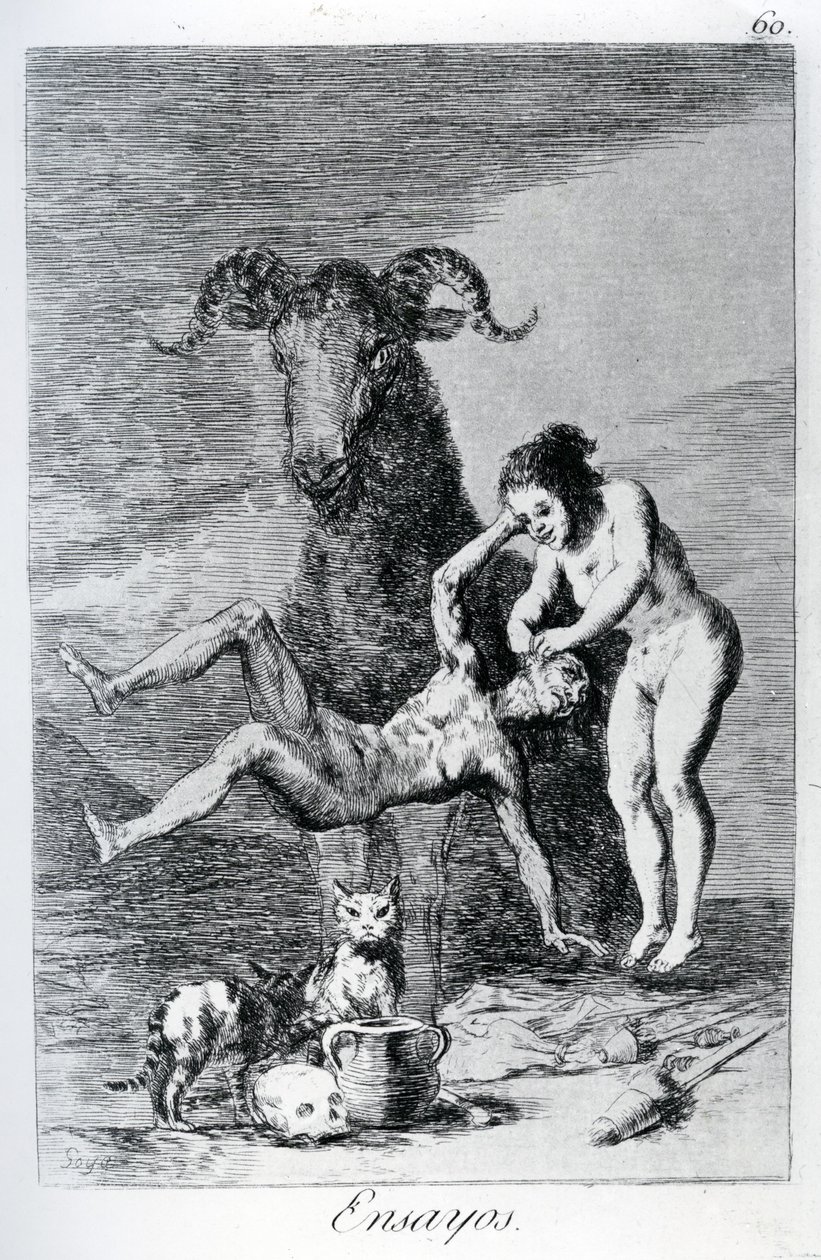 Kokeet, Los caprichosin levy 60, 1799 tekijältä Francisco de Goya